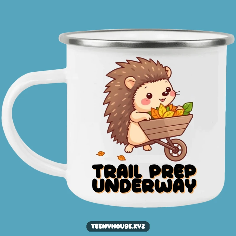 Funny Hedgehog Outdoor Mug - Cheerful Leaf Rolling Camper Funny Gift