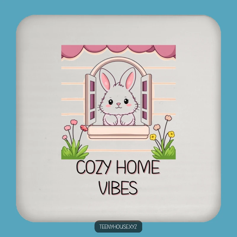 Funny Bunny Coasters (Set of 4): Peeking Rabbit Art - Hilarious Table Protection Gift