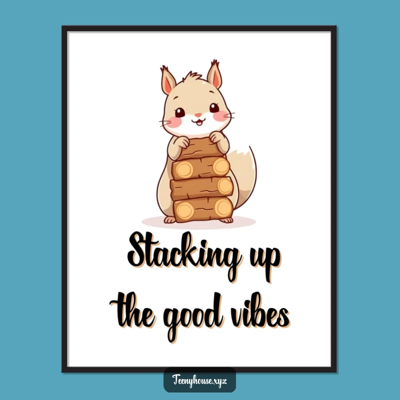 Funny Free Printable Squirrel Wall Art: Firewood Stacking Art - Downloadable Gift!