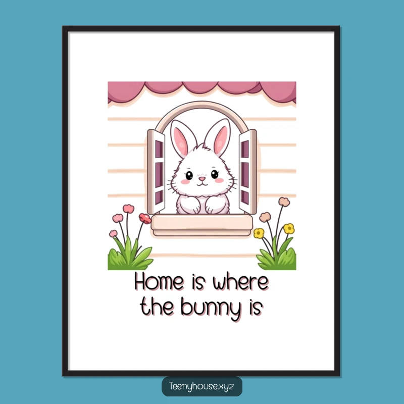 Funny Free Printable Wall Art: Bunny Window Peek, Downloadable Decor for Cozy Spaces