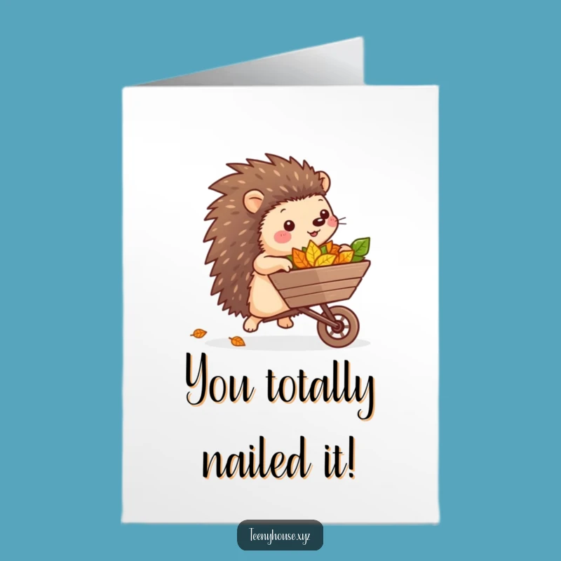 Free Printable Hedgehog Congrats Card: Leafy Wheelbarrow Surprise - Downloadable Gift!