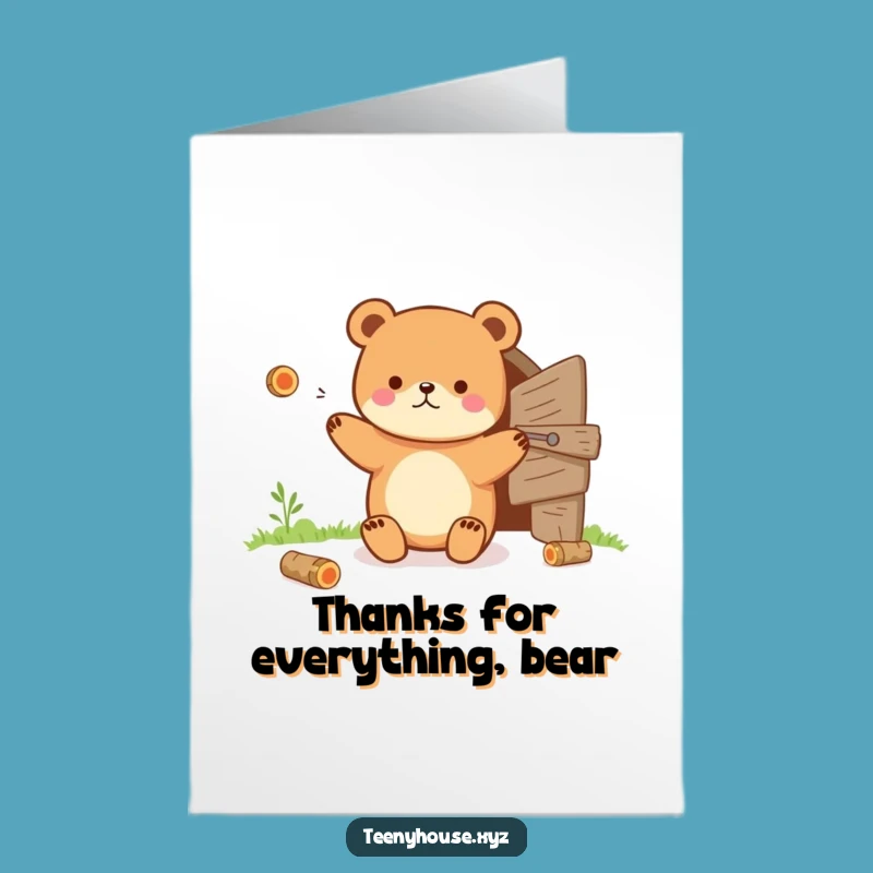 Free Printable Thank You Card: Juggling Bear, Funny Downloadable Gift of Gratitude